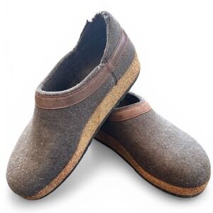 Haflinger Felted Wool Clogs Women Brown Cork Footbed Germany Slip On Slippers